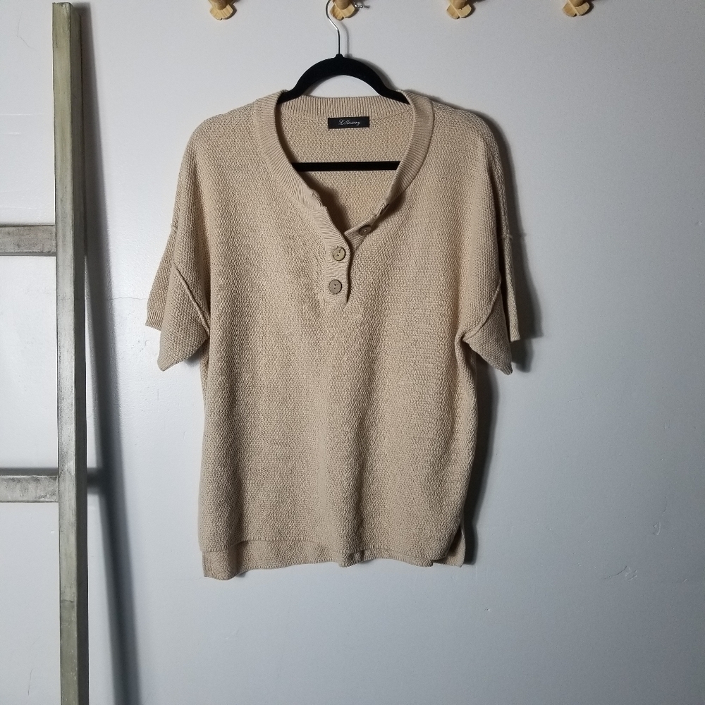 LILLUSORY TAN KNIT BLOUSE SIZE MEDIUM